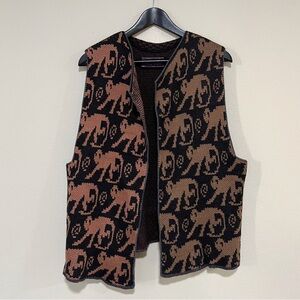Vintage RARE Susan Summa Design Knit Vest Monkey Print
